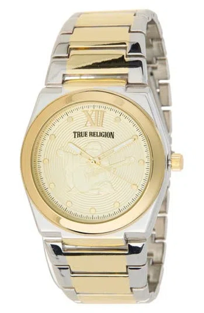 True Religion Logo Two-tone Bracelet Watch, 43mm In Metallic