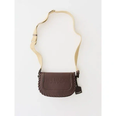 True Religion Logo Whip Stitch Saddle Bag In Red