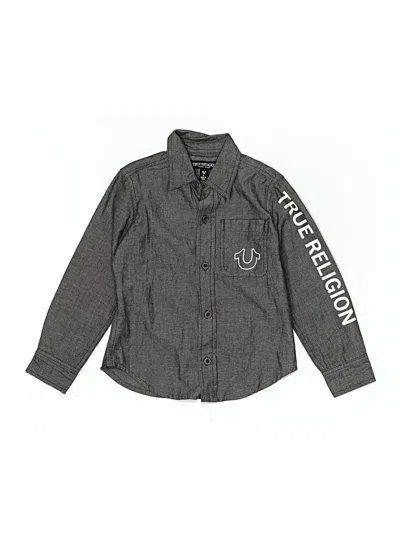 Pre-owned True Religion Kids' Long Sleeve Button Down Shirt In Gray