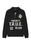 True Religion Long Sleeve Polo In Black