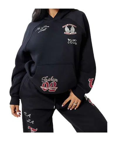 True Religion Long Sleeve Sweatshirt In Jet Black
