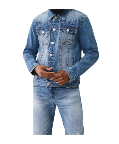 True Religion Long-sleeved Denim Coat In Blue