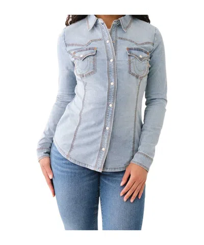 True Religion Long-sleeved Denim Shirt In La Jolla