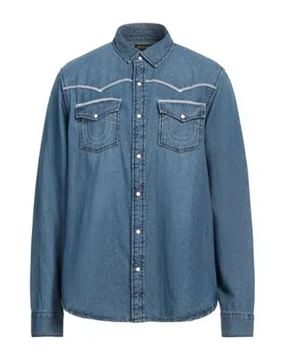 True Religion Man Denim Shirt Blue Size L Cotton