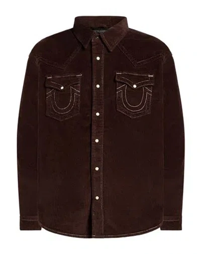 True Religion Man Jacket Chocolate Brown Size L Cotton, Elastane