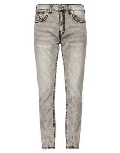 True Religion Man Jeans Grey Size 36w-34l Cotton, Polyester, Viscose, Elastane In Gray