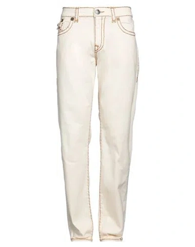 True Religion Man Jeans Ivory Size 40 Cotton, Elastane In White