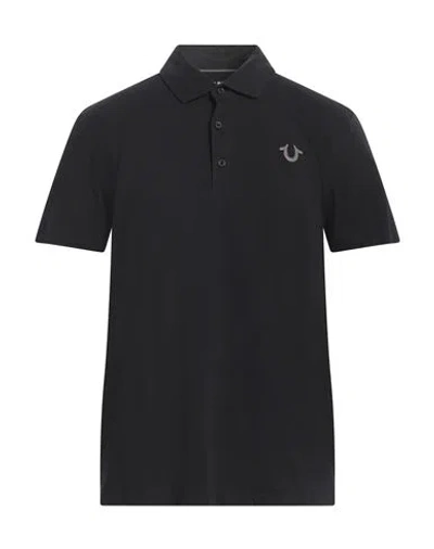 True Religion Man Polo Shirt Black Size S Cotton, Elastane