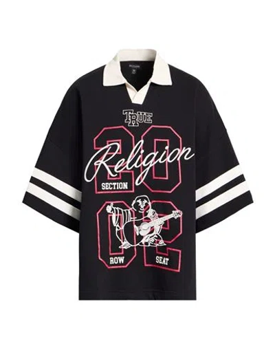 True Religion Man Polo Shirt Black Size Xxl Cotton, Polyester