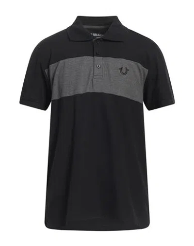 True Religion Man Polo Shirt Black Size Xl Cotton, Polyester