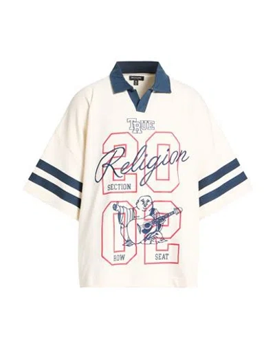 True Religion Man Polo Shirt Off White Size Xxl Cotton, Polyester