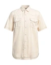 True Religion Man Shirt Ivory Size L Cotton In Neutral