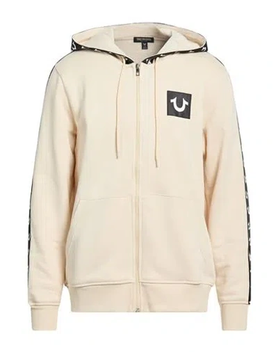 True Religion Man Sweatshirt Cream Size L Cotton, Polyester In Neutral