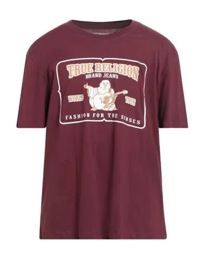 True Religion Man T-shirt Burgundy Size L Cotton