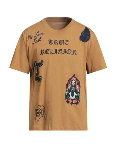 True Religion Man T-shirt Camel Size L Cotton In Orange