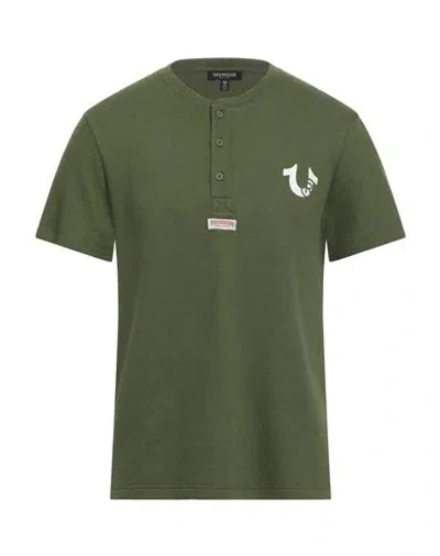 True Religion Man T-shirt Military Green Size L Cotton, Polyester