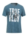 True Religion Man T-shirt Slate Blue Size 3xl Cotton In Blue