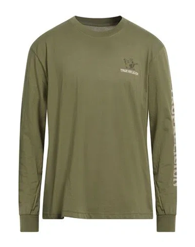 True Religion Man T-shirt Military Green Size L Cotton