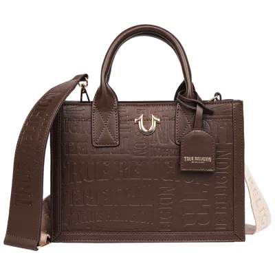 True Religion Mega Logo Modern Tote In Brown