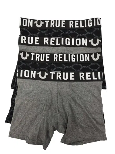 True Religion Men's 4-pack Modal Boxer Briefs In Black Logo/charcoal