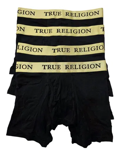 True Religion Men's 4-pack Modal Boxer Briefs In Black/gold