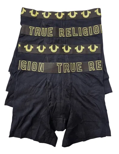 True Religion Men's 4-pack Modal Boxer Briefs In Black/gold