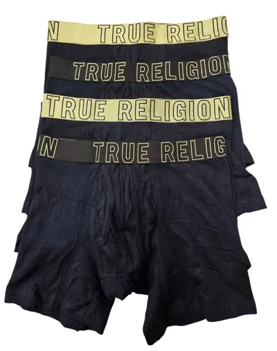 True Religion Men's 4-pack Modal Boxer Briefs In Black/gold Multi