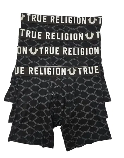 True Religion Men's 4-pack Modal Boxer Briefs In Black/logo In Multi