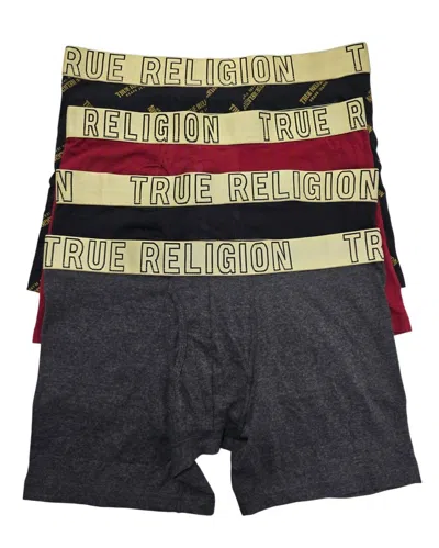 True Religion Men's 4-pack Modal Boxer Briefs In Black/red/charcoal