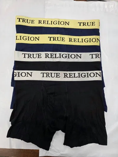 True Religion Men's 4-pack Modal Boxer Briefs In Blue/black
