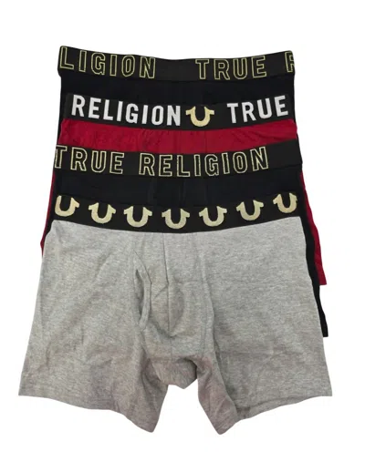 True Religion Men's 4-pack Modal Boxer Briefs In Red/grey/black