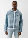 True Religion Men's Allover Logo Denim Jacket In Blue