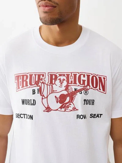 True Religion Men's Arched World Tour Logo T-shirt In White