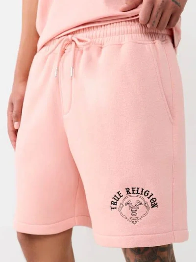 True Religion Men's Authentic Logo Fleece Short In Pink