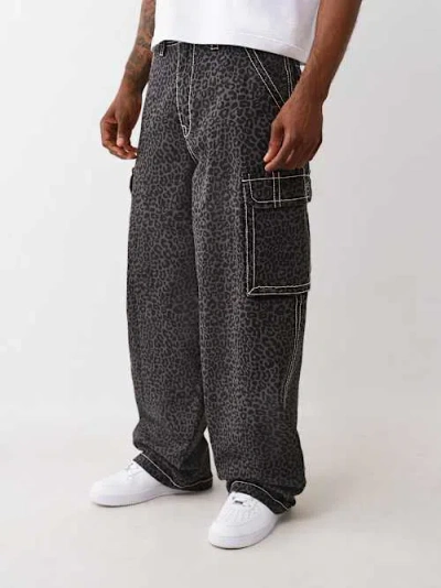 True Religion Men's Baggy Big T Leopard Carpenter Pant In Black