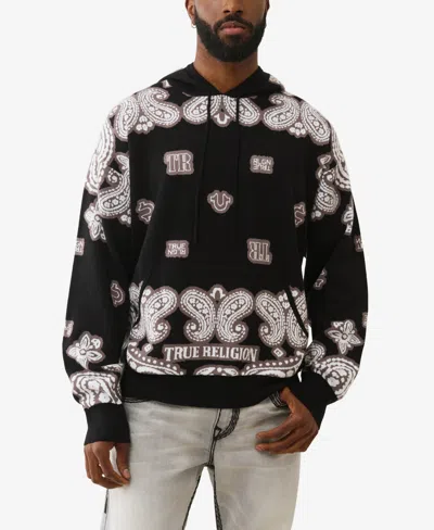 True Religion Men's Bandana Print Long-sleeve Hoodie In Black