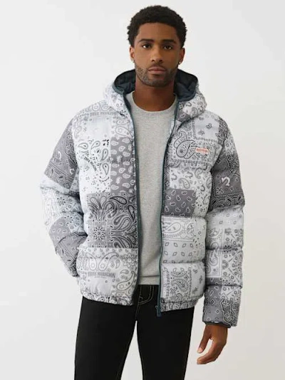 TRUE RELIGION MEN'S BANDANA PRINT PUFFER JACKET