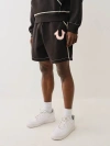 True Religion Men's Baseball Stitch Horseshoe Sweat Short In Black