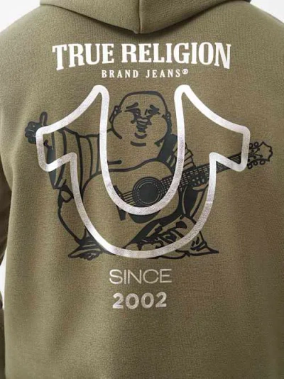 True Religion Men's Big Foil Horseshoe Zip Hoodie In Green