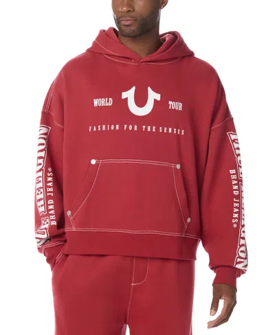 True Religion Men's Big T Arch Logo Hoodie In Red