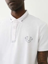 True Religion Relaxed Embroidered Polo White In White