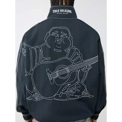 True Religion Men's Big T Nylon Quarter Zip Jacket In Black