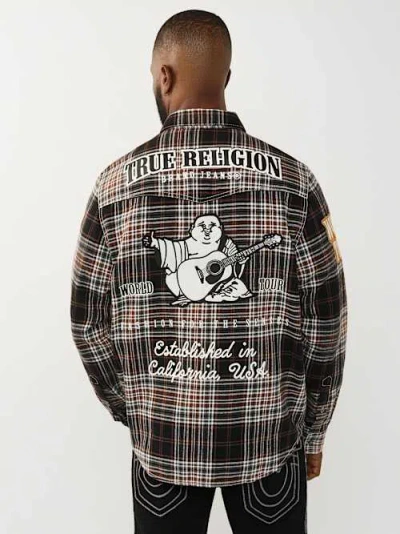 True Religion Men's Big T Plaid Western Shirt In Pattern