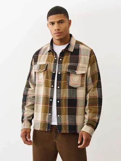 True Religion Men's Big T Plaid Western Shirt In Multi