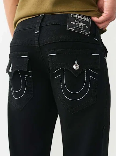 True Religion Men's Billy Big T Flap Bootcut Jean 34" In Black