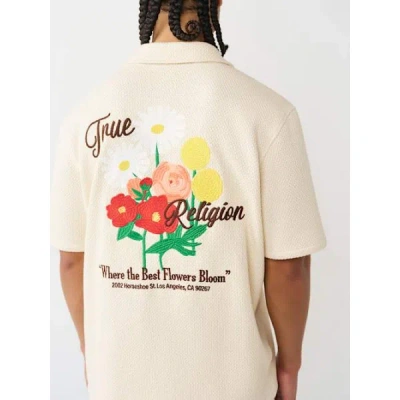 True Religion Men's Blooms Knit Camp Shirt In Neutral