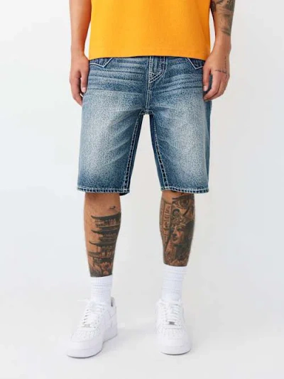 True Religion Bobby Flap Jimmy Baggy Denim Shorts In Blue