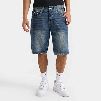 True Religion Men's Bobby Flap Baggy Denim Jean Shorts In Med Wash