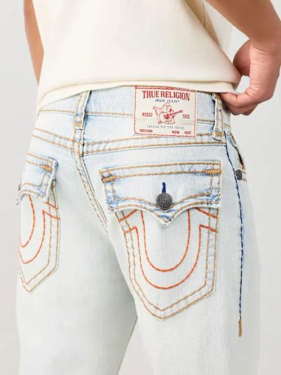 True Religion Men's Bobby Super T Flap Baggy Jean 32" In Blue