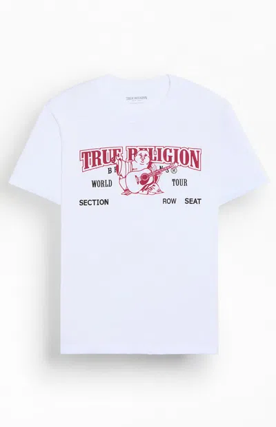 True Religion Men's Arched World Tour Logo T-shirt In White